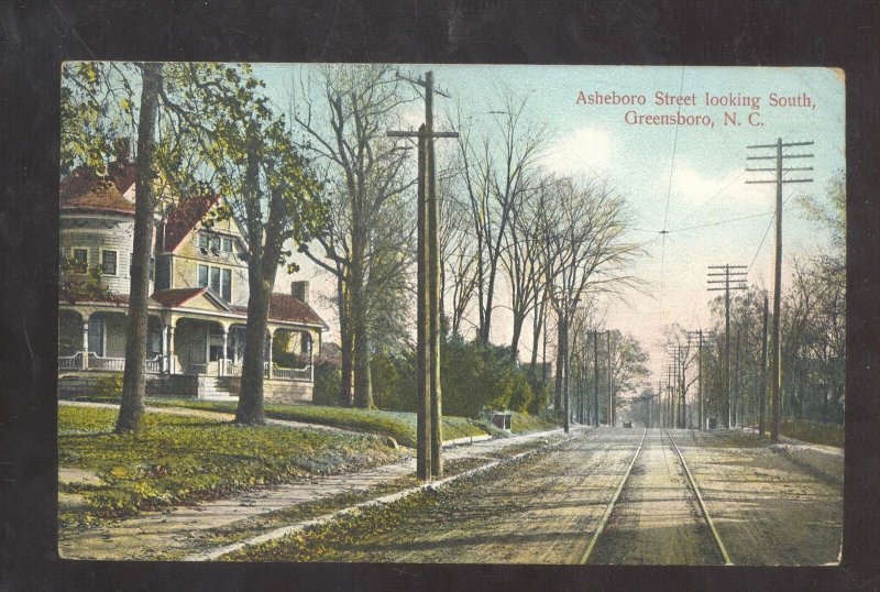 GREENSBORO NORTH CAROLINA NC ASHEORO STREET SCENE VINTAGE POSTCARD