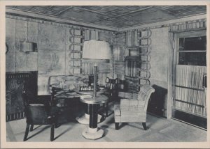 Postcard Ship Norddeutscher Lloyd Bremen Smoking Room 1st Class