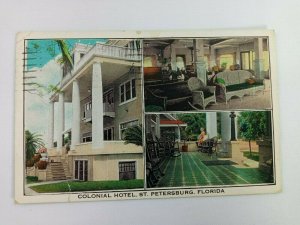 Vintage Postcard Colonial Hotel St. Petersburg Florida Overlook Bay & Pier