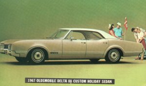 Vintage Postcard 1967 Oldsmobile Delta 88 Holiday Sedan C.D. Motors Delphos Ohio