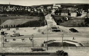 norway norge, NARVIK, Torvet med Frydenlund, Bus Car (1950s) RPPC