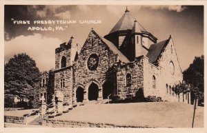 RPPC Postcard First Presbyterian Church Apollo PA