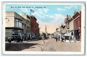 1925 Main St. West Second St. Exterior Classic Cars Watertown Wisconsin Postcard