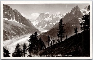 Chamonix La Mer De Glace Vue De La Flegere France Real Photo RPPC Postcard