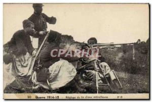 Old Postcard Army machine gun shooting Setting