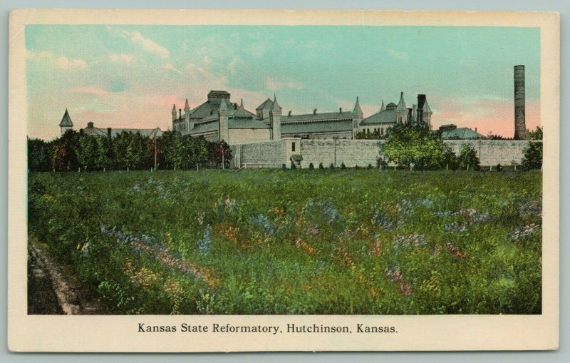 Hutchinson Kansas~State Reformatory~Outside Prison Walls~Penitentiary Lawn~c1914 