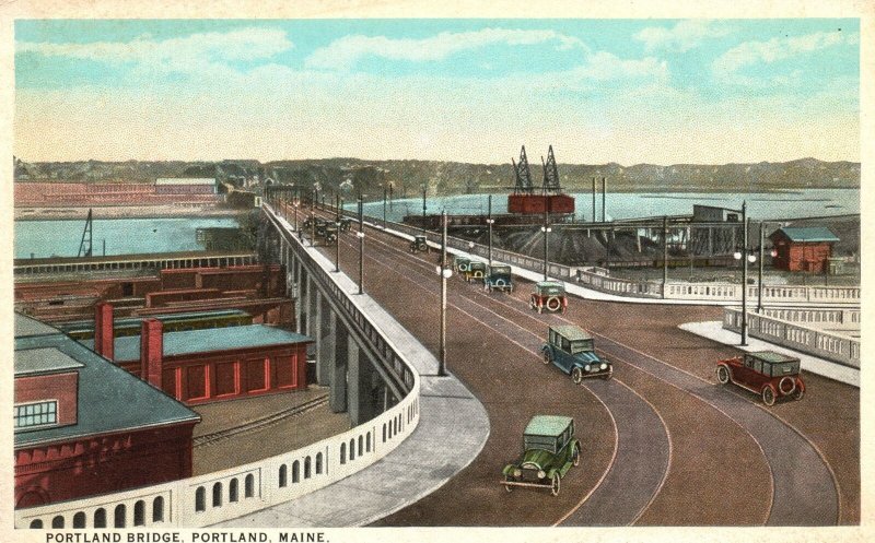 Vintage Postcard Portland Bridge Portland Maine ME