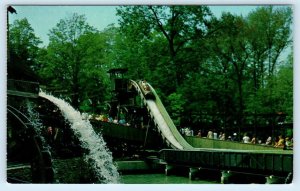 KINGS ISLAND AMUSEMENT PARK, OH ~ Lion Country Safari LOG FLUME RIDE Postcard