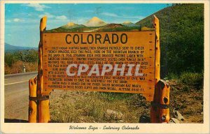 Modern Postcard Reviews entering Colorado Welcome Sign