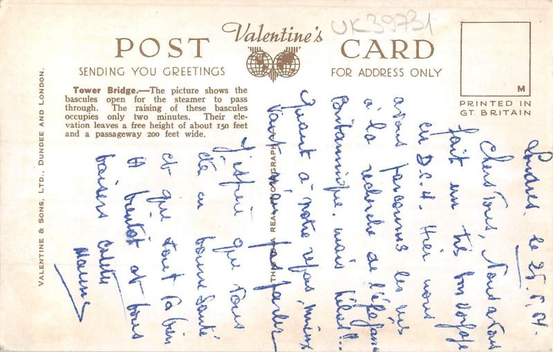 uk39731 tower bridge london real photo uk lot 23 uk