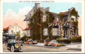 Postcard A Pretty Flower Covered Residence in Long Beach, California