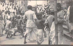 Calcutta Kolkata India Native People in Street Real Photo Vintage Postcard AA358