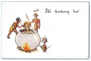 Humor Postcard African Tribe Cooking Man It's Boiling Hot Unposted Vintage