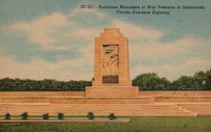 Vintage Postcard Hurricane Monument Tonwar Veterans Islamorada Florida Highway
