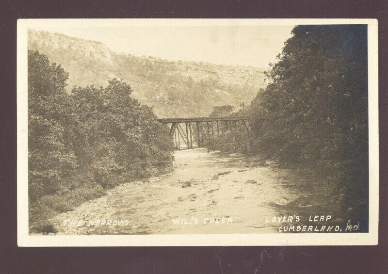 RPPC CUMBERLAND MARYLAND LOVER'S LEAP BRIDGE THE NARROWS REAL PHOTO POSTCARD