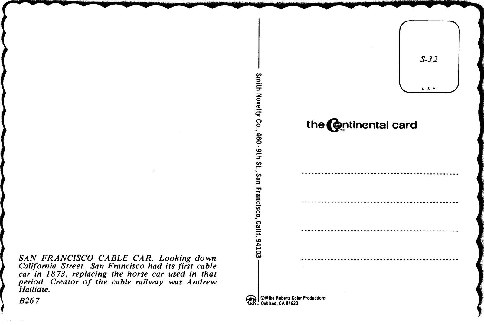 Continental Size Sights Scenes & Spectacles of SAN Francisco's Cable