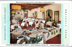 Jacques French Restaurant Chicago Illinois Postcard Posted 1934