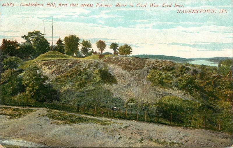 c1907 Postcard Doubleday Hill 1st Shot over Potomac in Civil War, Hagerstown MD