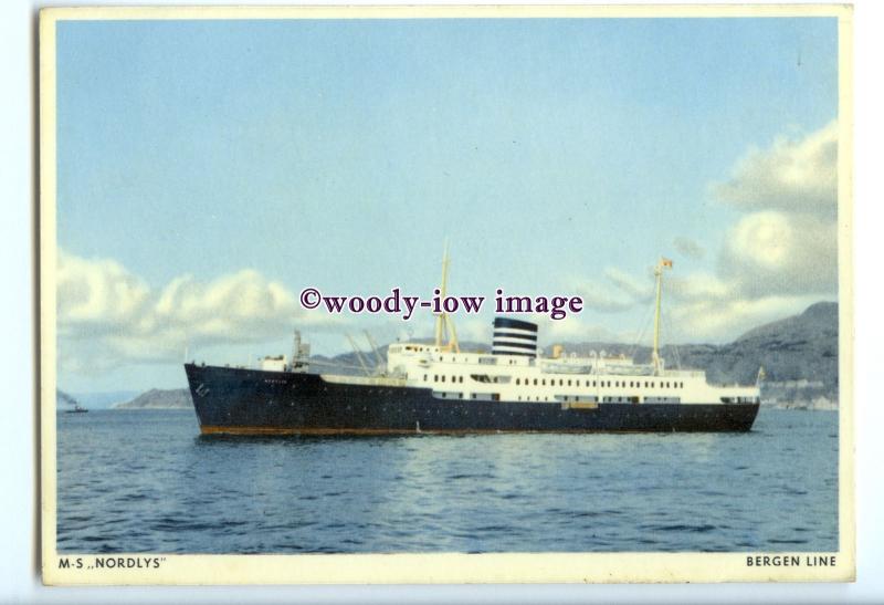 LN0873 - Bergen Line Ferry - Nordlys , built 1951 - postcard