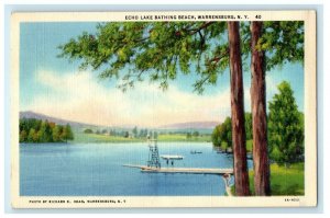 1941 Echo Lake Bathing Beach Warrensburg New York NY Vintage Postcard