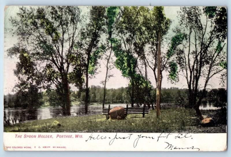 Portage Wisconsin WI Postcard Spoon Holder Exterior View c1906 Vintage Antique