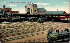 Postcard Union Railroad Train Station in Omaha, Nebraska