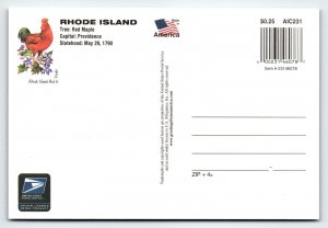 Greetings From Rhode Island Large Letter Chrome Postcard USPS 2001 Sailboat