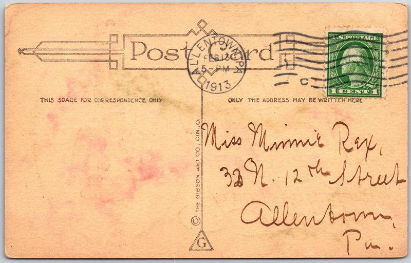 To Mine Valentine, 1913 Comic Chef Holding Platter Of Heart-Shaped Food Postcard