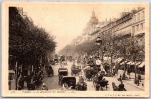 Paris - Le Boulevard des Italiens France Horse Carriage Street View Postcard