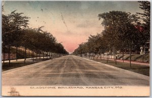 1908 Gladstone Boulevard Kansas City Missouri MO Roadway View Posted Postcard