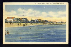 Buckroe Beach, Virginia/VA Postcard, Cottages & Beach Line, 1937!