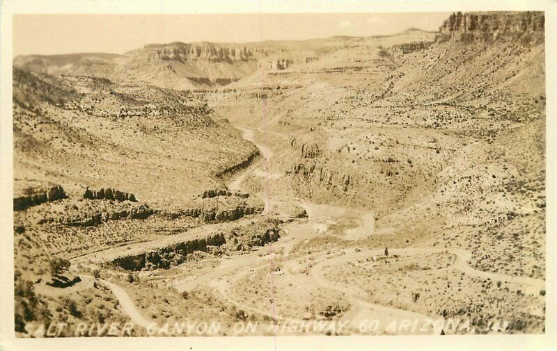 Arizona Salt River Canyon Highway 60 1940s RPPC Photo Postcard 21*-13002