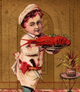 Chef Serving Lobster Edward C Byrnes Tea Coffee Flour Butter New York Trade Card