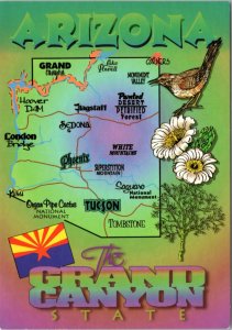Postcard Arizona Map - The Grand Canyon State