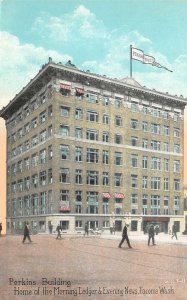 PERKINS BUILDING Morning Ledger & Evening News Tacoma, WA ca 1910s Postcard
