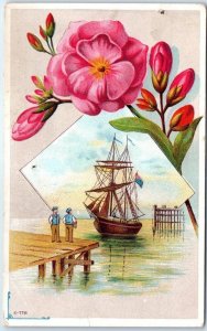 M-79193 Flowers & Ship Art Print Best Barrrel of Winter Wheat Flour Peoria Il...