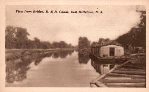 East Millstone New Jersey, View From Bridge D&R Canal Boats, Vintage Postcard