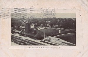 BATTLE CREEK MICHIGAN~MIDWEST CENTRAL RAILROAD DEPOT~1911 POSTCARD