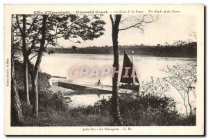 Old Postcard Cote d'Emeraude The Banks of the Rance transient boat