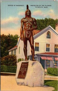 Massachusetts Plymouth Massasoit Statue Protector Of The Pilgrims