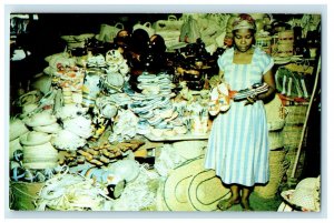 c1940's Paraphernalia Vendor Inside Iron Market Port-au Prince Haiti Postcard 