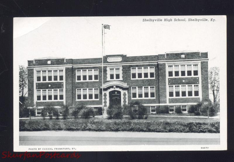 SHELBYVILLE KENTUCKY HIGH SCHOOL BUILDING ANTIQUE VINTAGE POSTCARD KY.