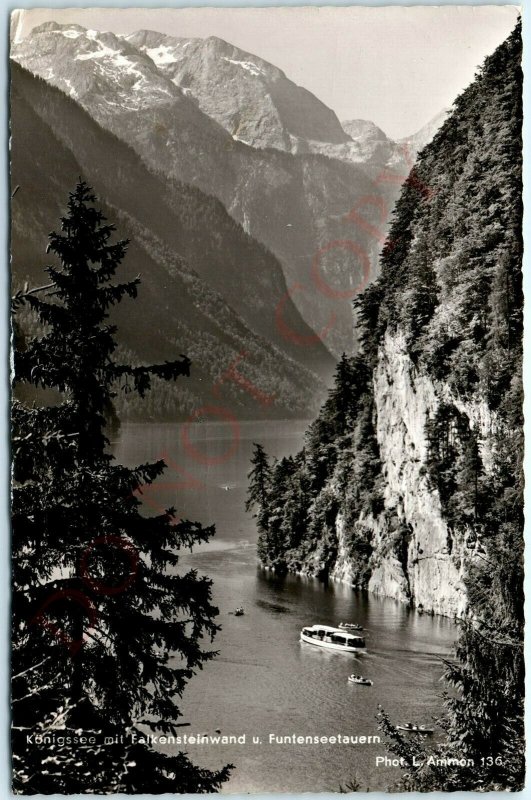 c1950s Germany Konigssee Lake RPPC Postcard Falkensteinwand Photo by L. Ammon A3