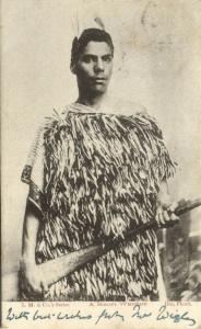 new zealand, Native Maori Warrior with Club (1903)