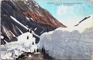Russia Caucasus Path through alavanches Mount Maïorscha Vintage Postcard C214