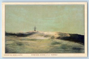 Nebraska NE Postcard Storm Scene USS Steamer Ship Warship Navy Battleship c1910