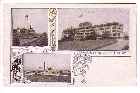 Boston Lighthouse, Rockland House, Steamer Lincoln, Massachusetts, New Englan...