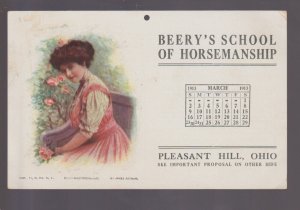 Pleasant Hill OHIO 1913 PROFESSOR BEERY Advertising Calendar HORSE TRAINING #2