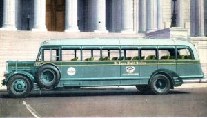 Gray Line Royal Blue Streamline Coach Bus Washington DC Postcard