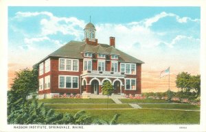 Springvale, Maine Nassan Institute White Border Postcard Unused